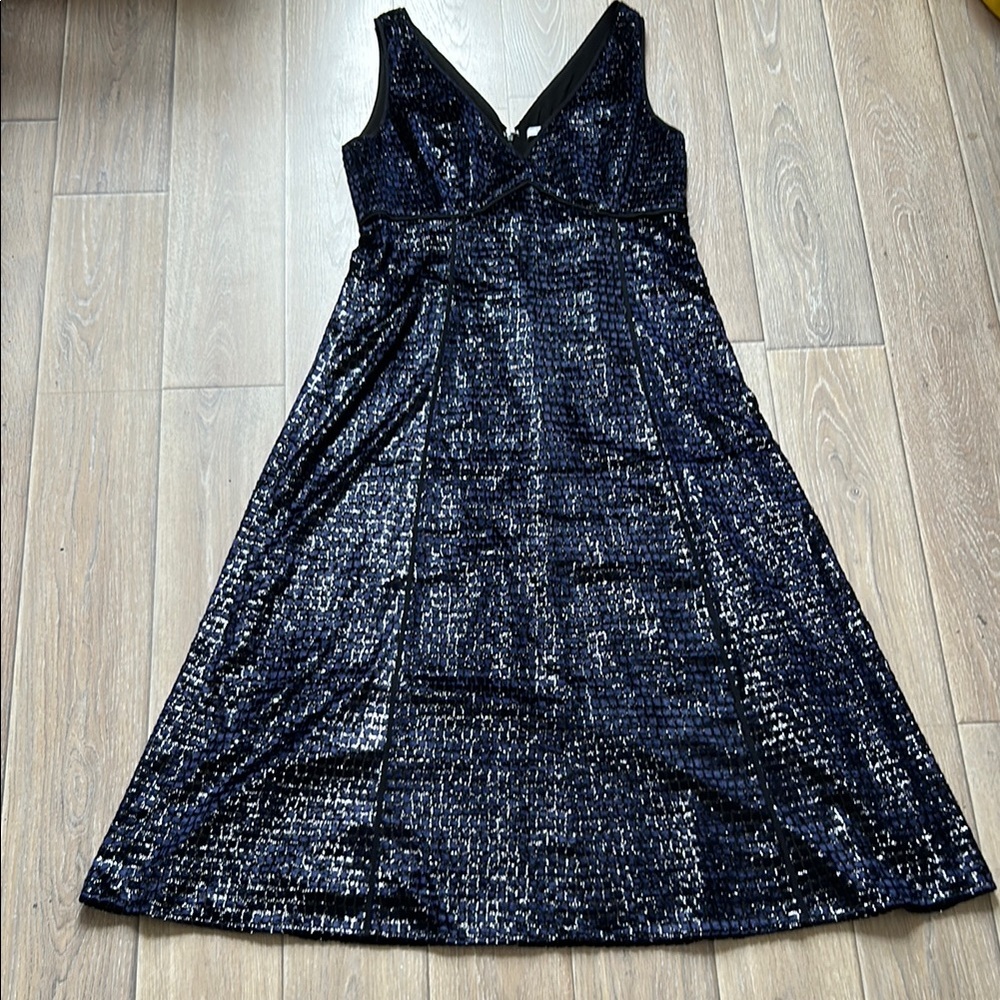 10 Crosby Derek Lam Black/Midnight sequin velvet Midi Dress